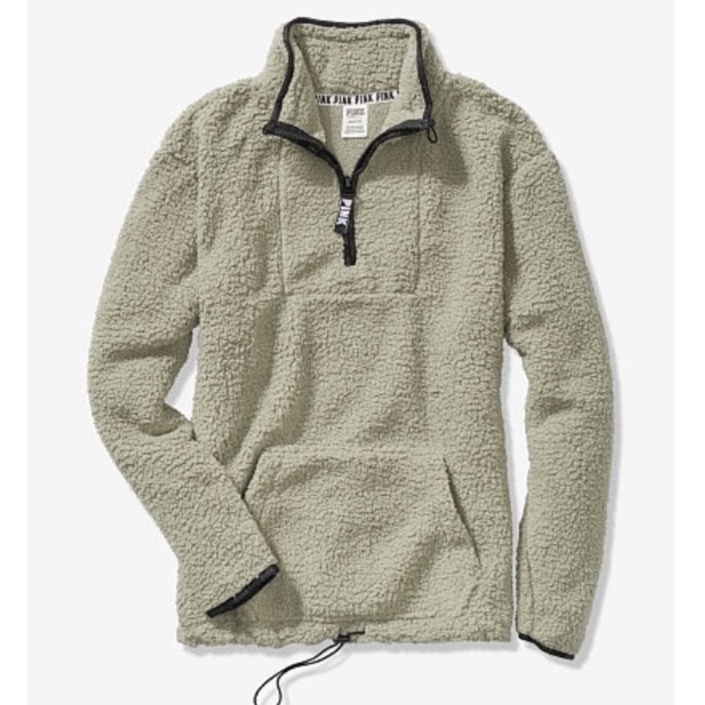 PINK SHERPA QUARTER-ZIP PULLOVER SWEATER